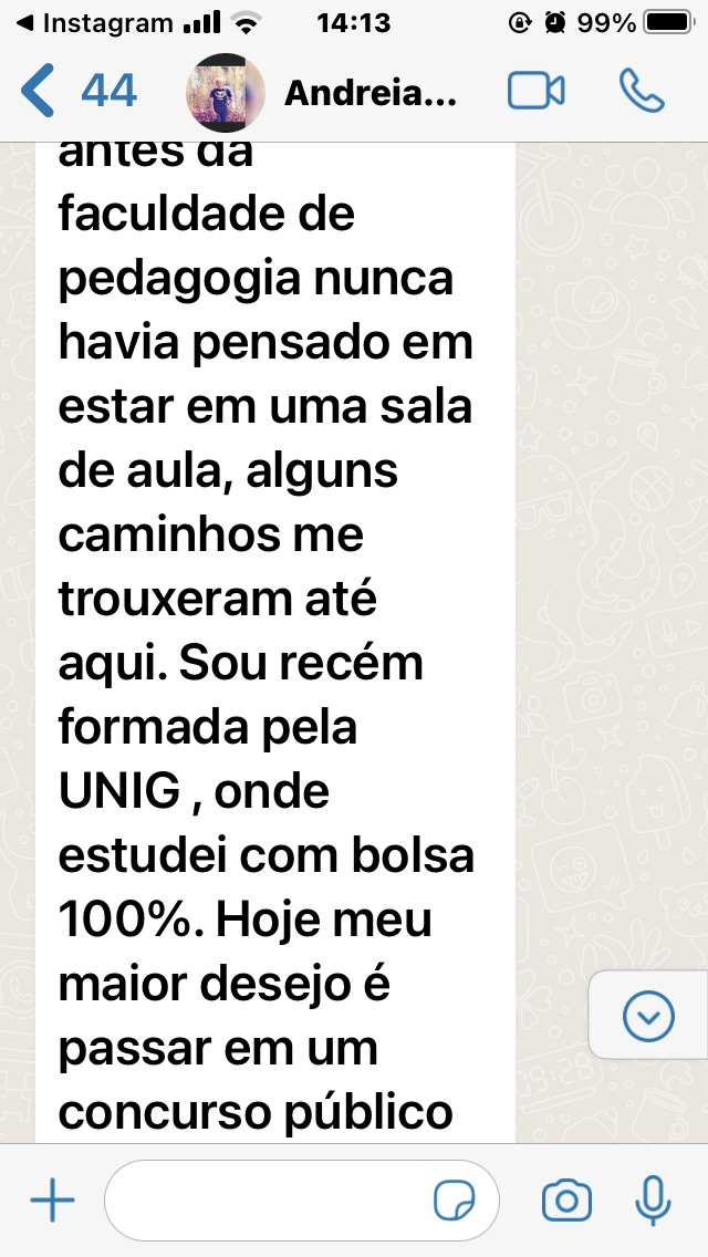 Depoimento de aluno aprovado