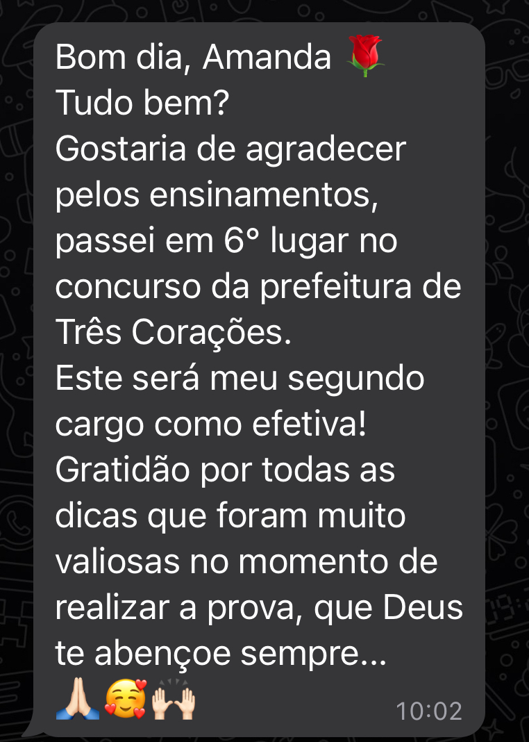 Depoimento de aluno aprovado